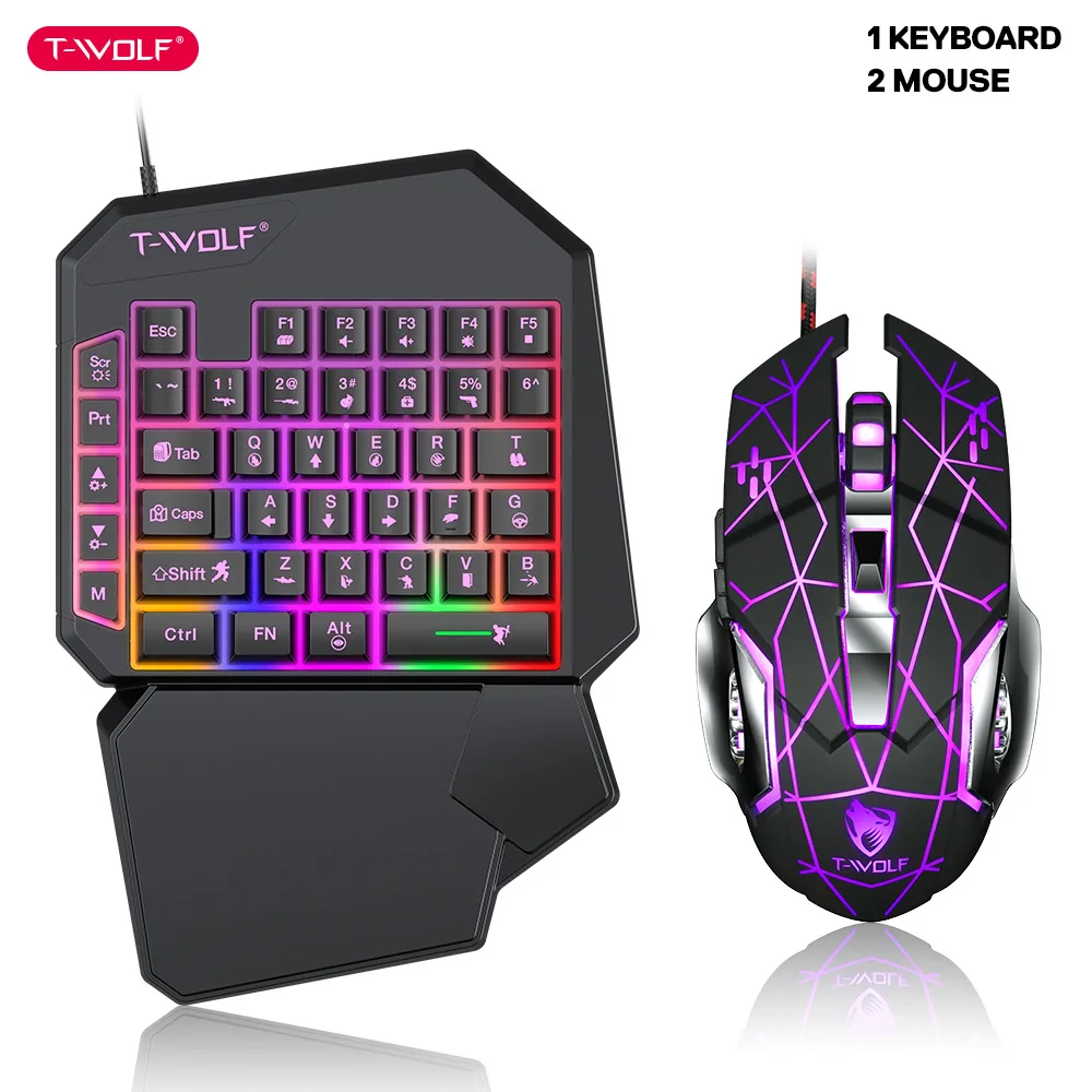 Gaming Keyboard Mouse And Headset Combo - T-WOLF TF900 tek elle klavye taht