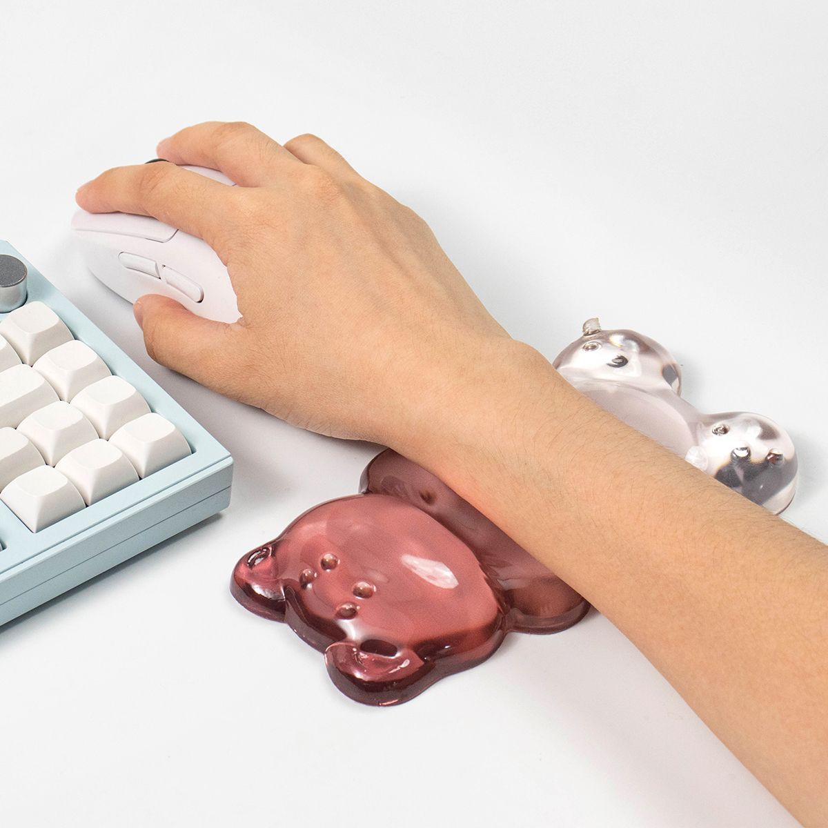 Gaming Keyboard No Number Pad - Sevimli Ayı Şeklinde Bilek Desteği Şeffaf