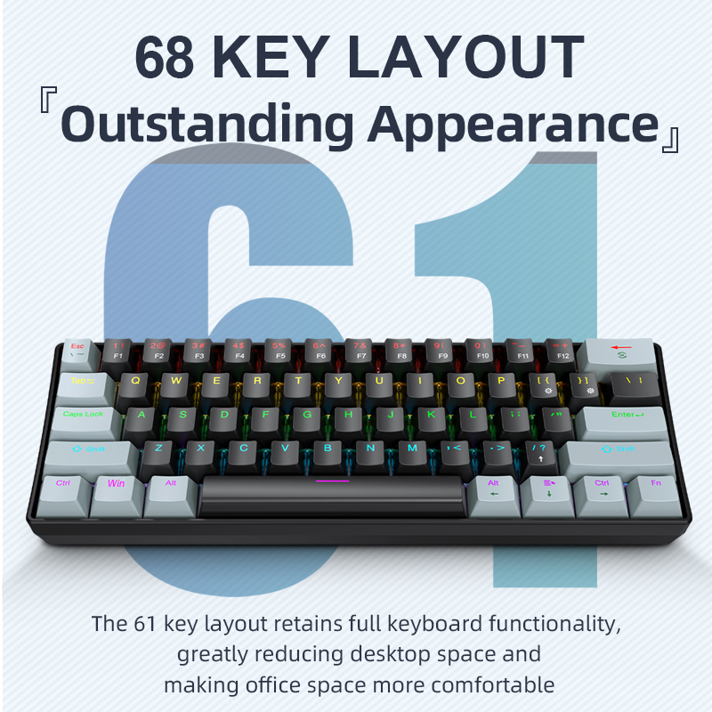 Gaming Keyboard Mouse And Headset Combo - APAYADO K61 Mini Mekanik Klavye,Kablolu,61 Tuş,Phantom