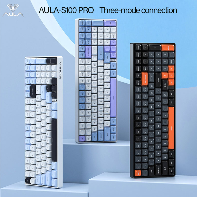 Gaming Keyboard Hot Swappable - AULA S100Pro Kablosuz Mekanik Klavye, Üç