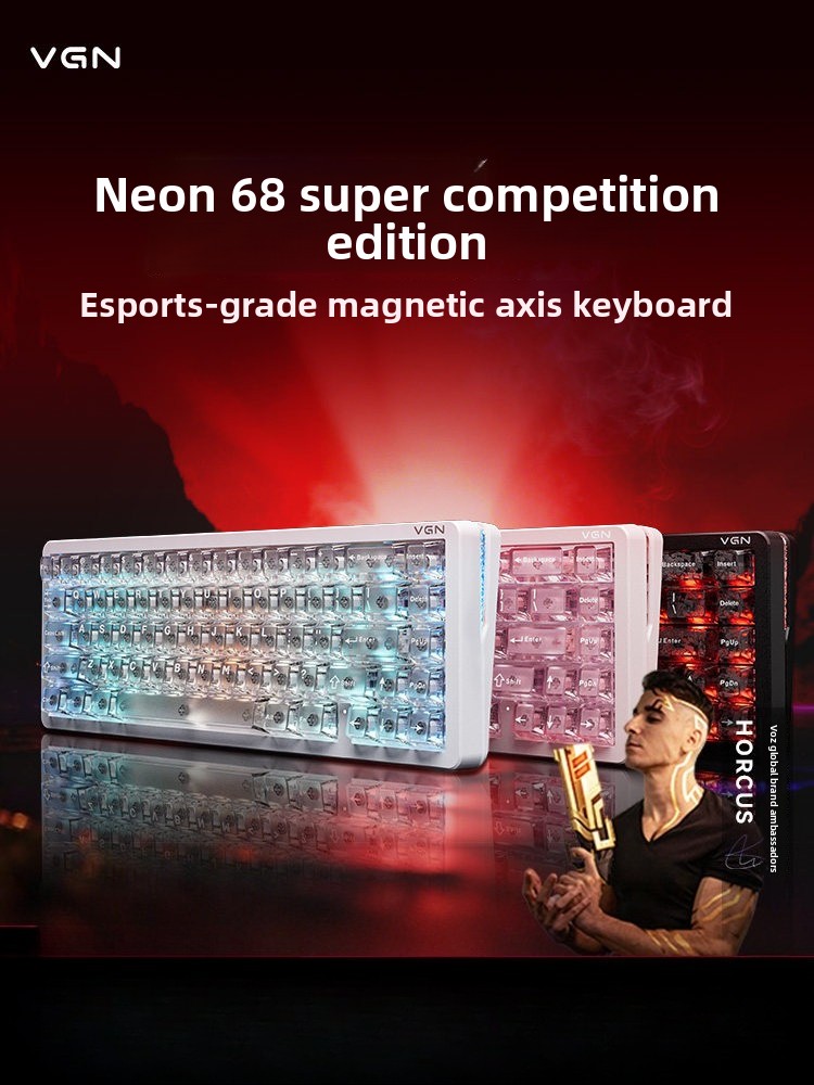 Gaming Keyboard Thocky - Özel Neon Estetik 68% Düzenli Manyetik
