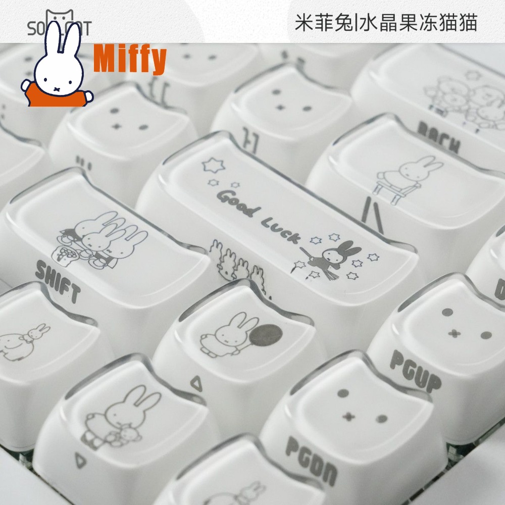 Gaming Keyboard Typewriter - Kawaii Miffy Keycaps Sevimli Tavşan Mekanik
