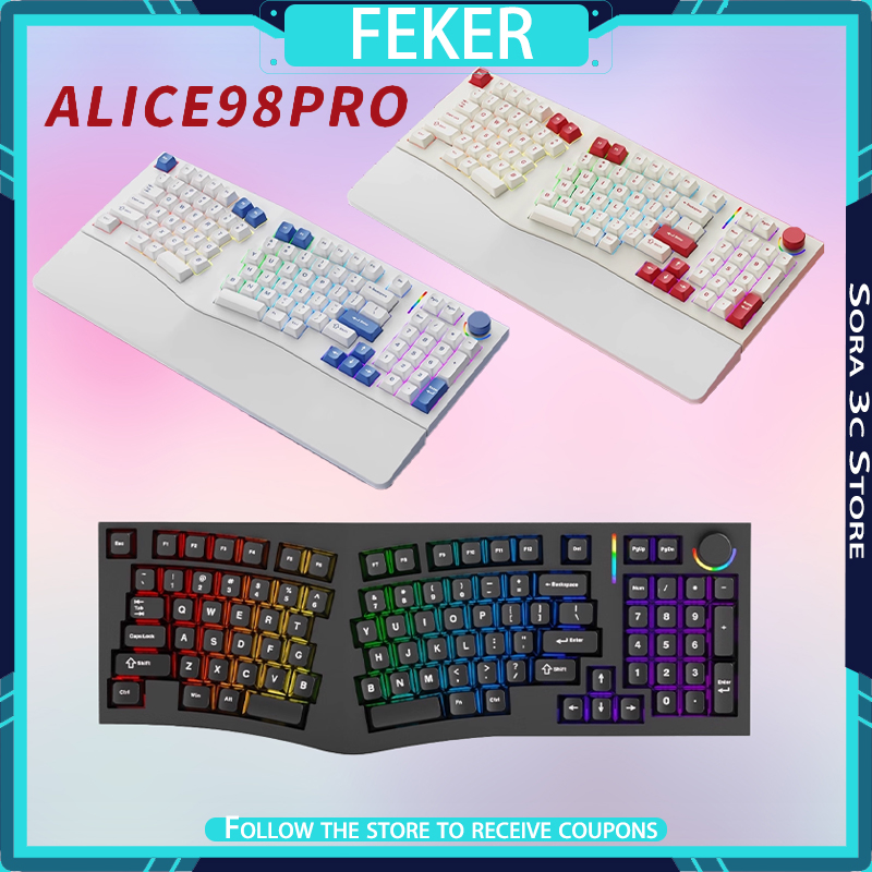 Gaming Keyboard Hot Swappable - FEKER Alice98pro Mekanik Klavye Alien Ergonomik