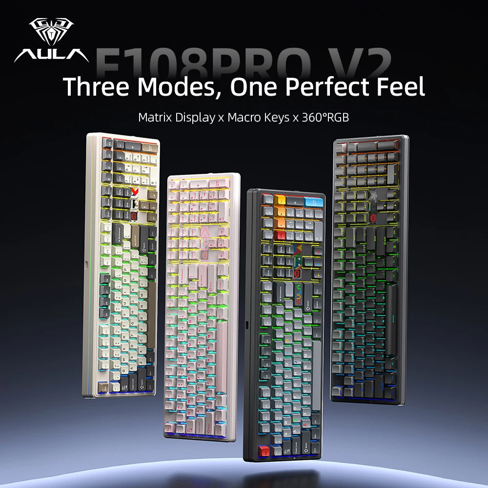 Gaming Keyboard Hot Swappable - AULA F108 Pro V2 Mekanik Klavye