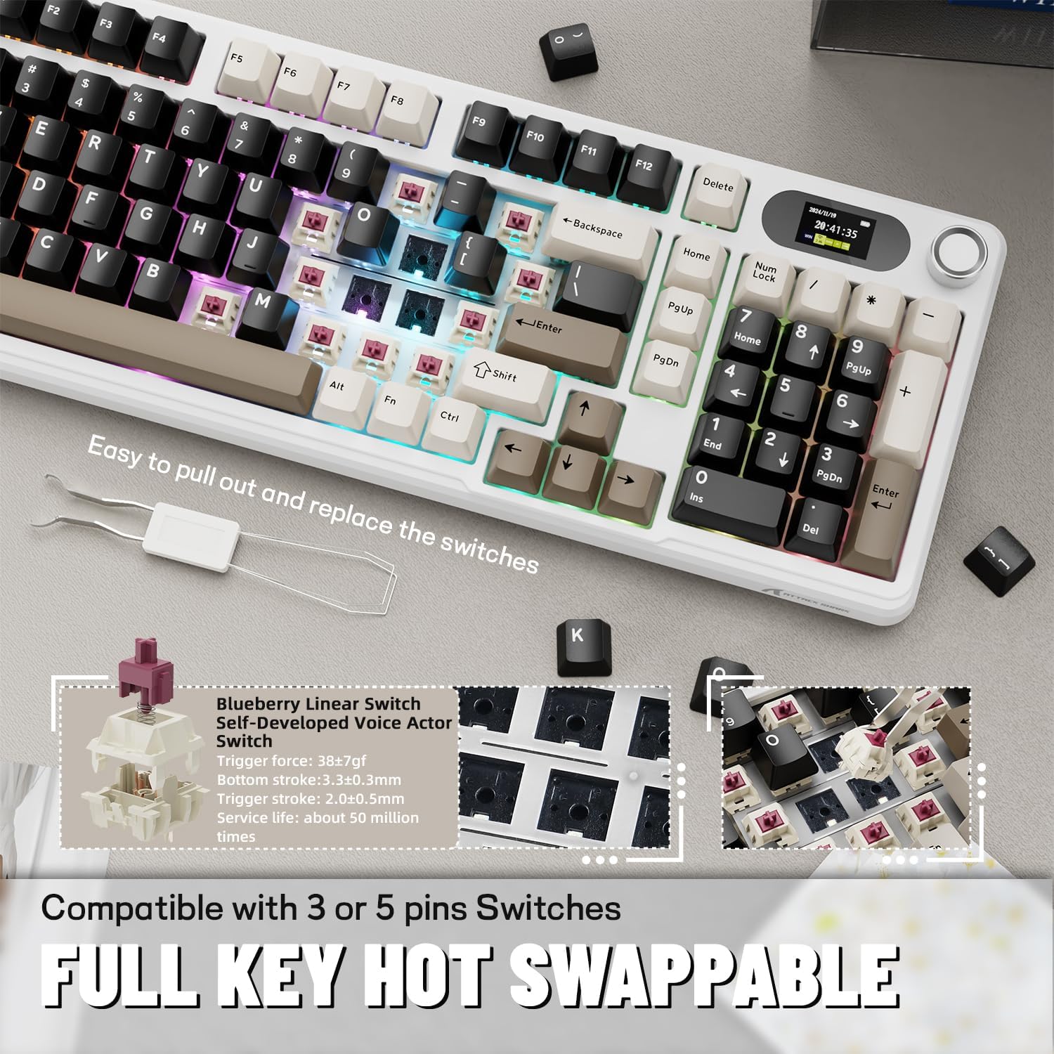 ATTACK SHARK X98Pro Ekranlı ve - Gaming Keyboard Thocky incelemesi ve fiyatı
