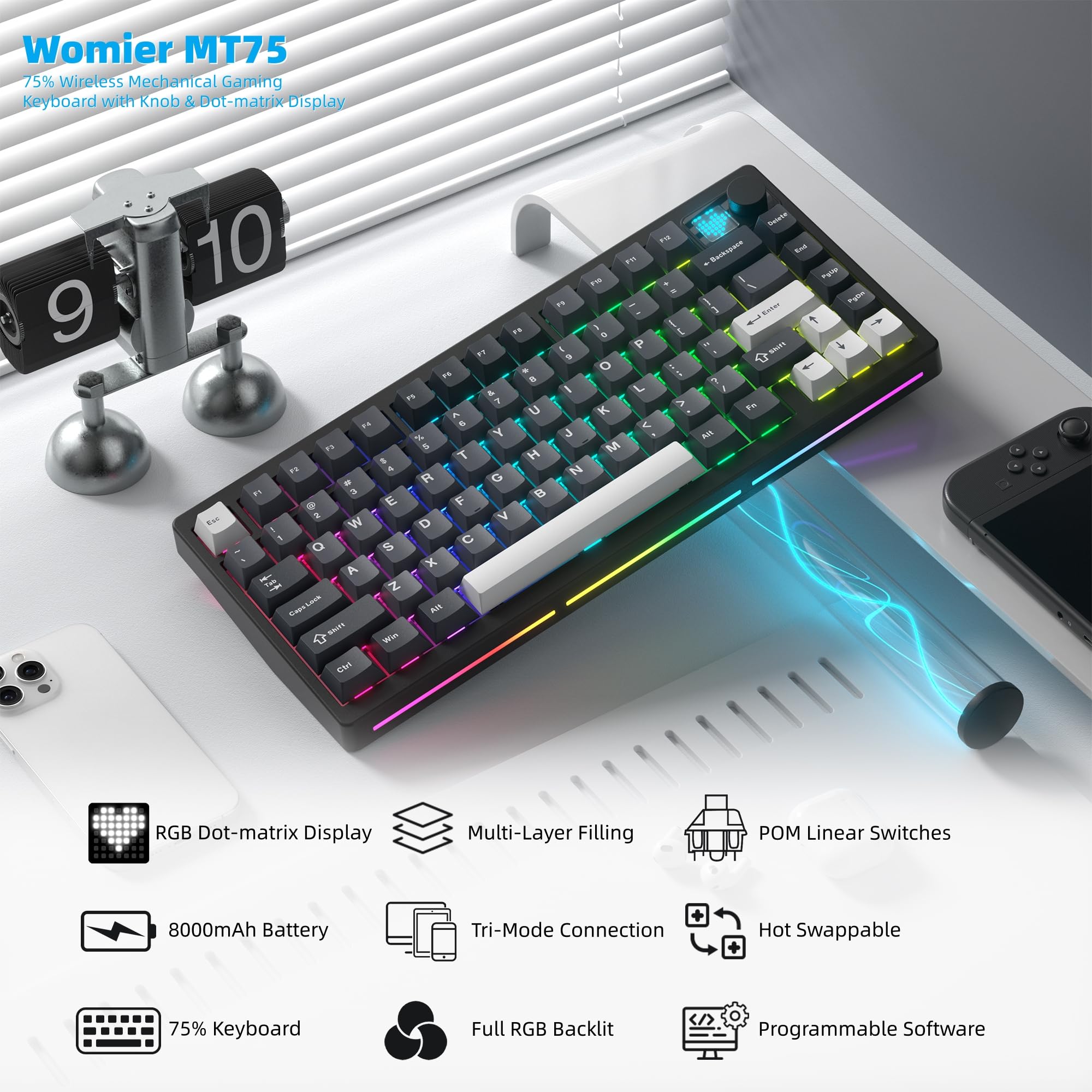 Womier MT75 Nokta Matrisli Ekr - Gaming Keyboard Thocky incelemesi ve fiyatı